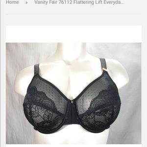Vanity Fair 76112 Flattering Lift Everyday Full Figure Underwire Bra 40D Black
